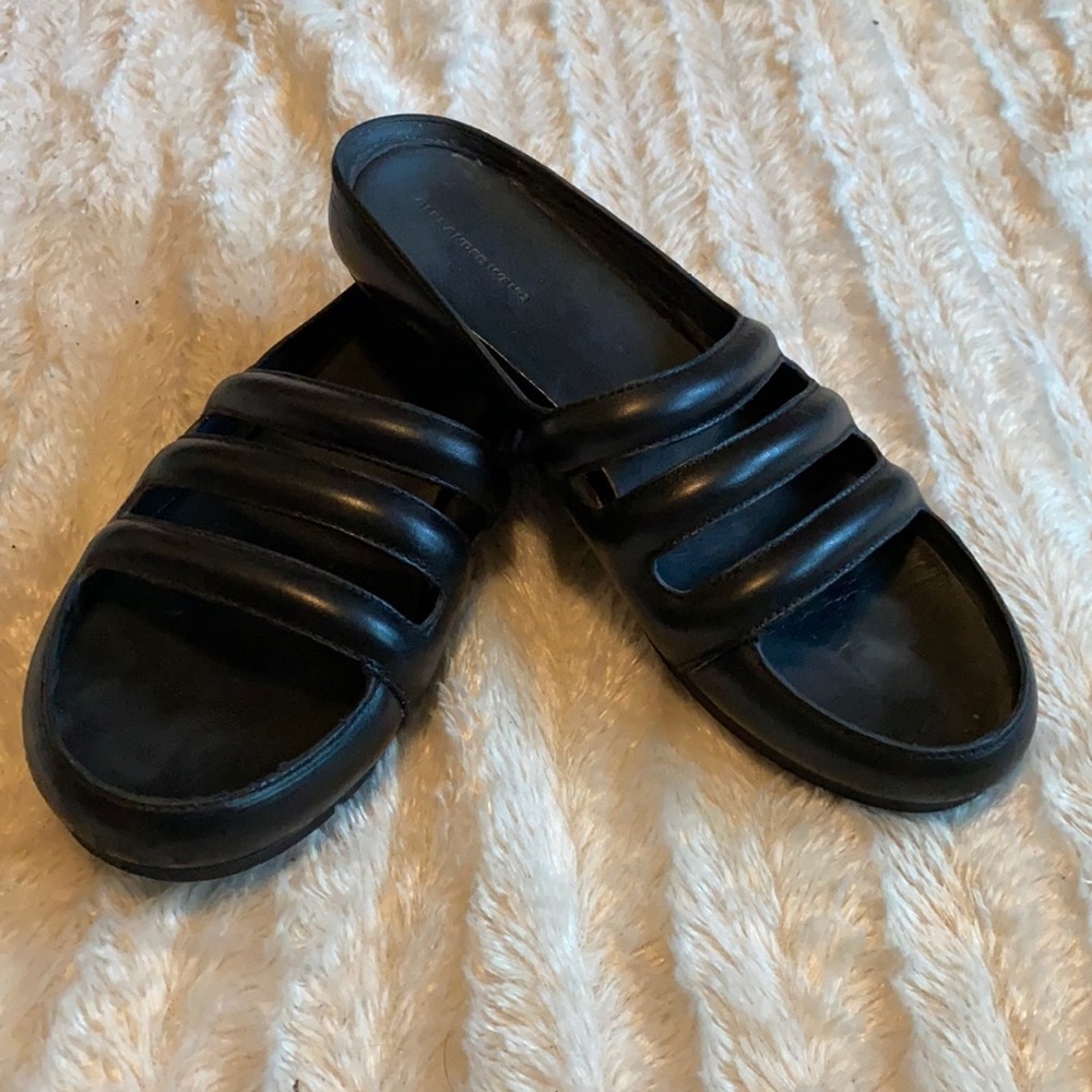 Alexander wang slides black leather size 8 sandals